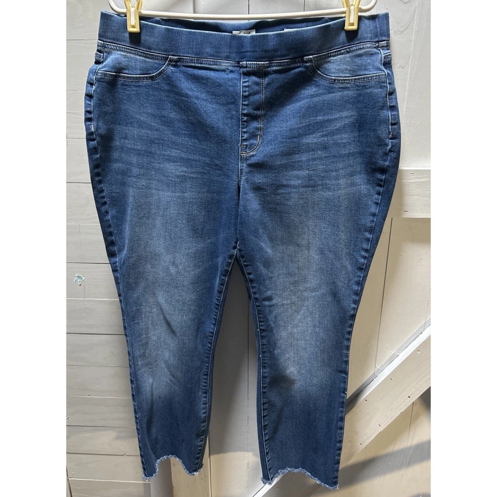 Wonderly Pull-On Super Skinny Cropped Jeans Women's Size 16W Frayed Hem